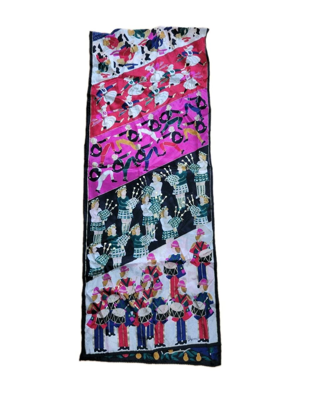 Vintage 90s Silk Vera Neumann Scarf hand painted 12 days of Christmas rare!